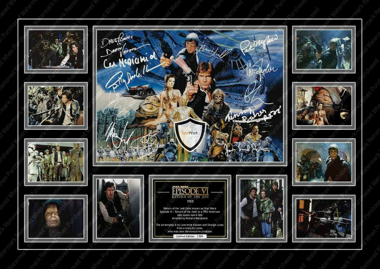 Star Wars (1983) Episode VI Return Of The Jedi Cast Signed A4 Photo Movie Print