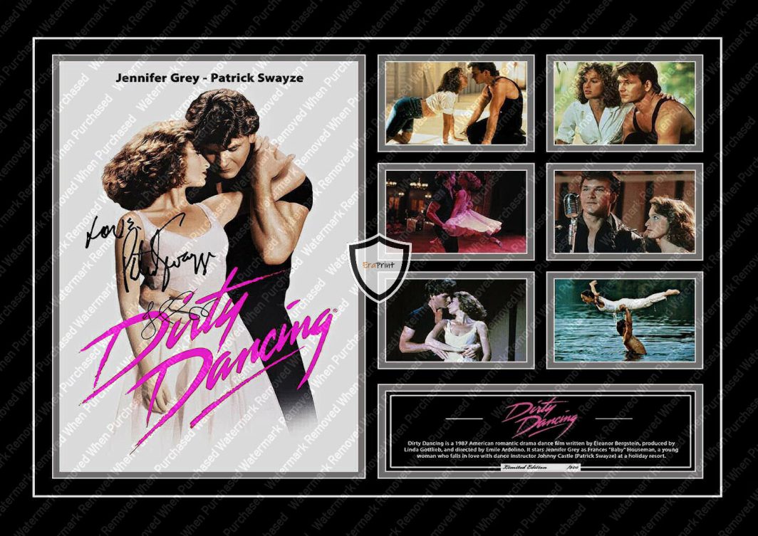 Dirty Dancing (1987) Patrick Swayze & Jennifer Grey Signed Movie A4 Photo Print