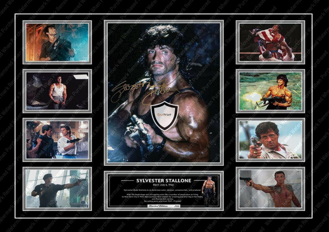 Sylvester Stallone Signed Iconic Movies A4 Print Memorabilia Rambo Jpg Self Print