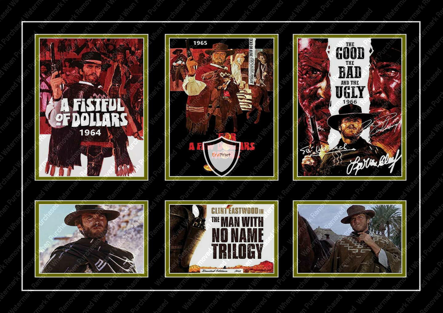 Clint Eastwood Spaghetti Westerns A4 Photo Print Movie Memorabilia Signed
