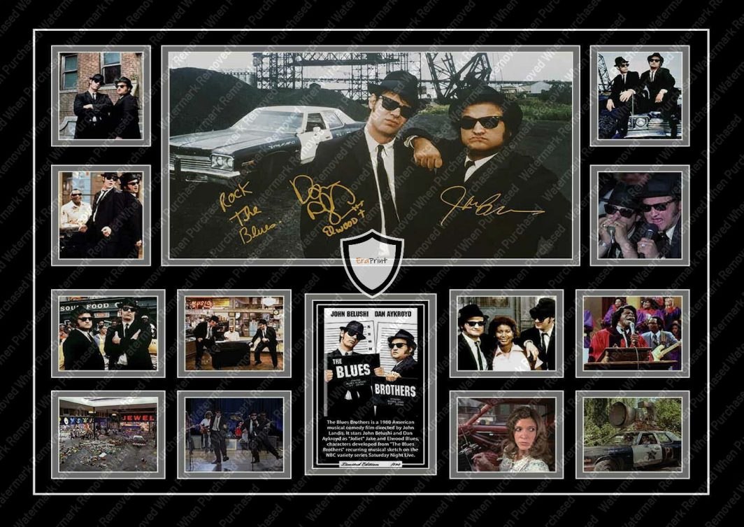 The Blues Brothers (1980) John Belshi Dan Akroys Signed A4 Print