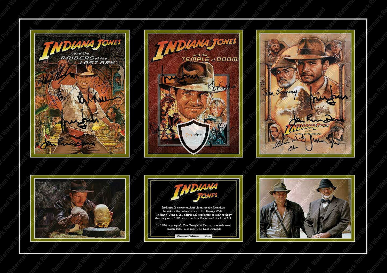 Indiana Jones Trilogy Autographed A4 Photo Print Harrison Ford Signed