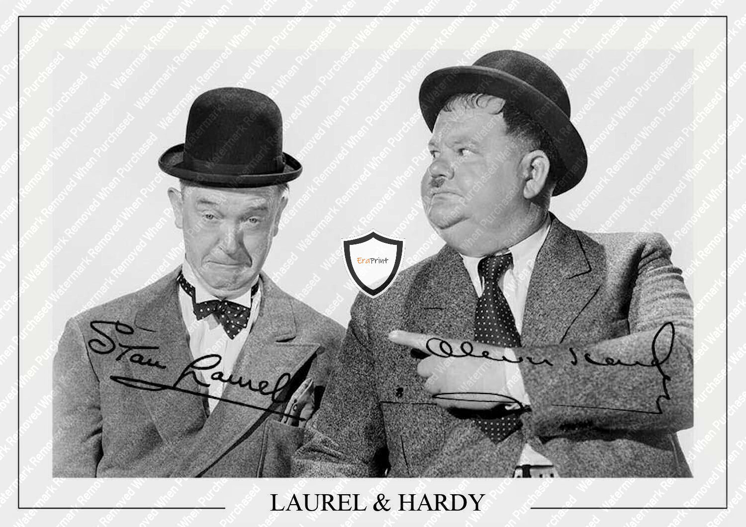 Laurel And Hardy Signed A4 Photo Print Memorabilia Signed