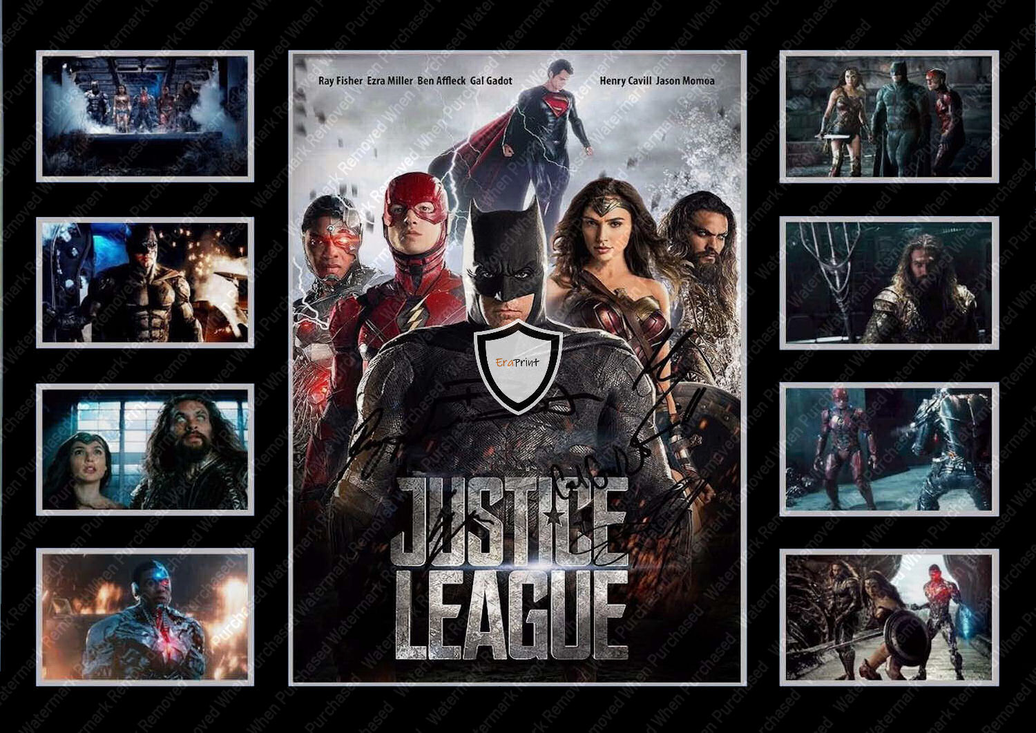 Justice League (2017) Batman Superman Signed A4 Photo Print