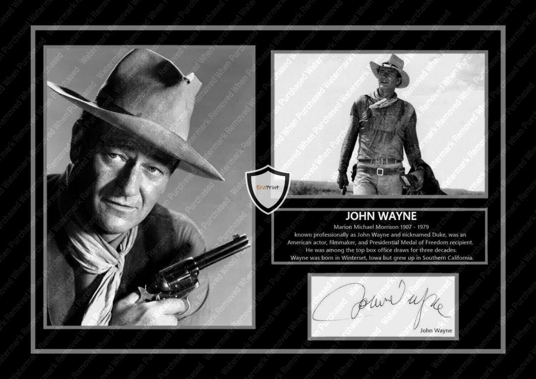 John Wayne Signed "The Duke" Limited Edition A4 Photo Print Download Self Print