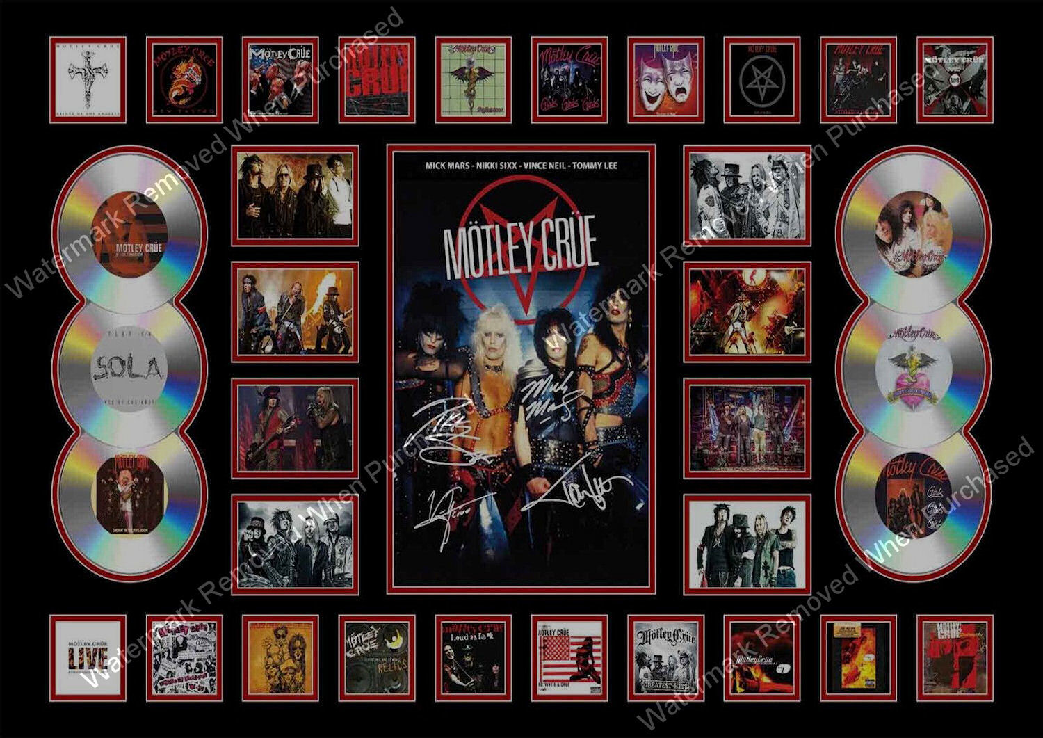 激レア！MOTLEY CRUE メンバー全員サイン入り写真カード Motley Crue Limited Edition photo Print Music Memorabilia