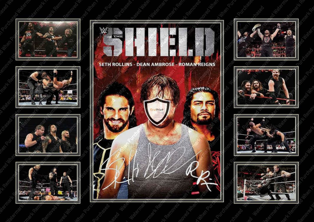 The Shields Ambrose Reigns Rollings Signed Wrestling Photo Print Memorabilia