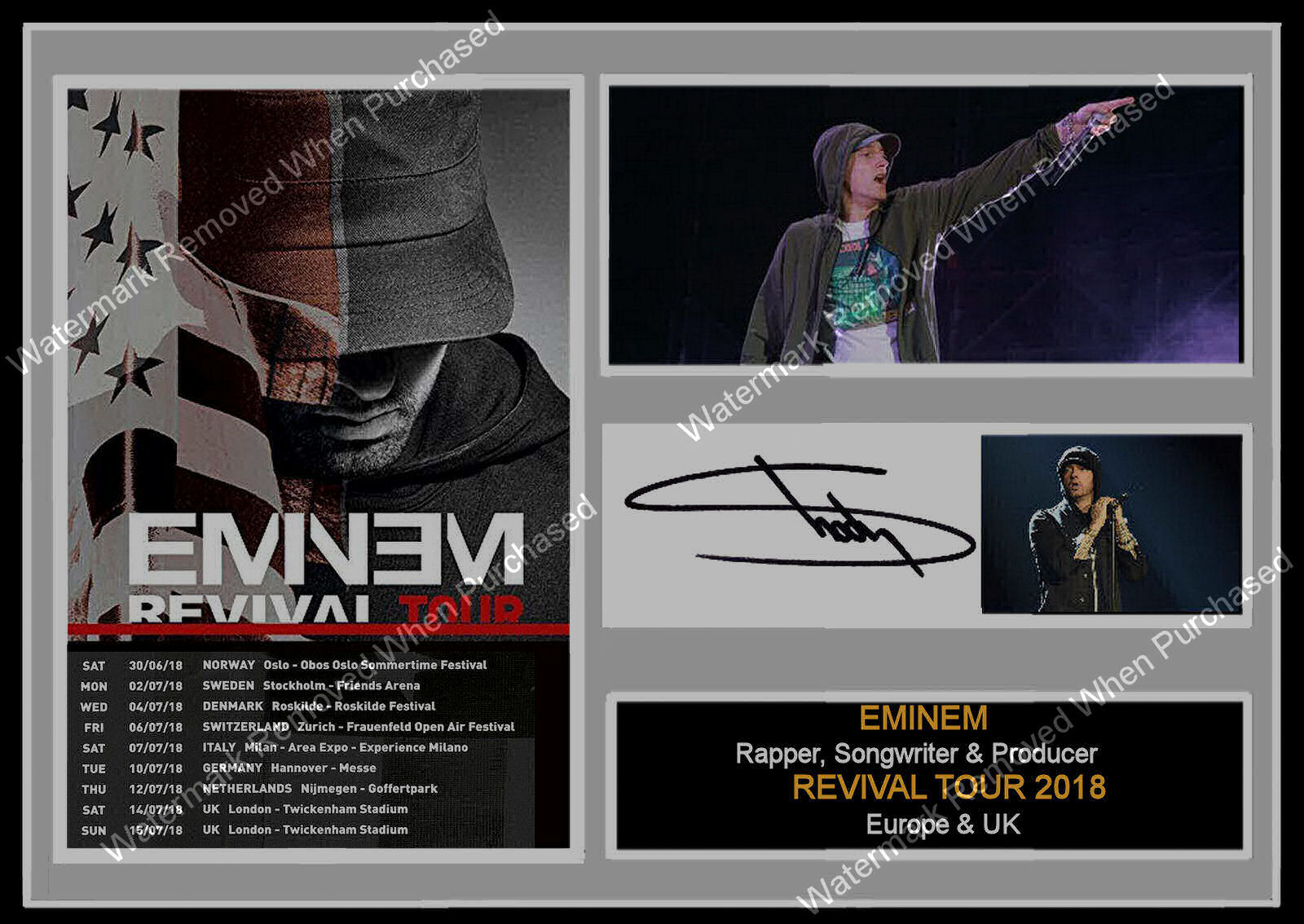 Eminem Signed A4 Photo Print Rap Music Memorabilia Downloadable