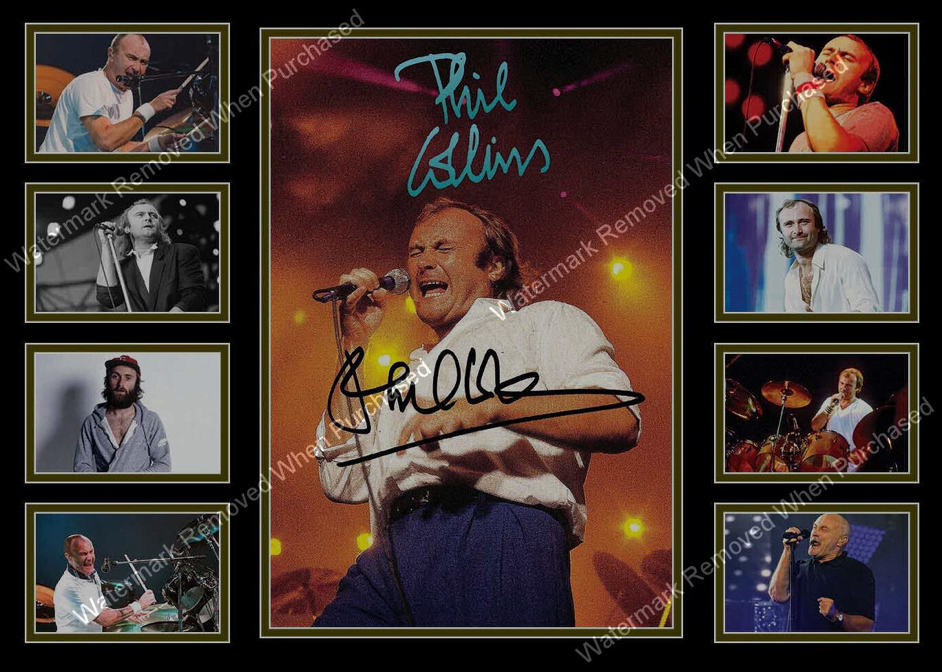 Phil Collins Limited Edition Signed Framed Music Memorabilia A4 Photo Print