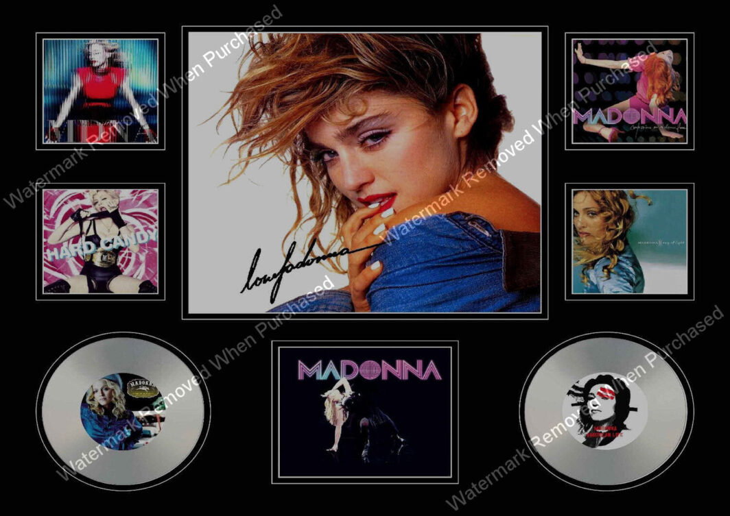 Madonna Signed Limited Edition Music Memorabilia A4 Photo Print Black Background
