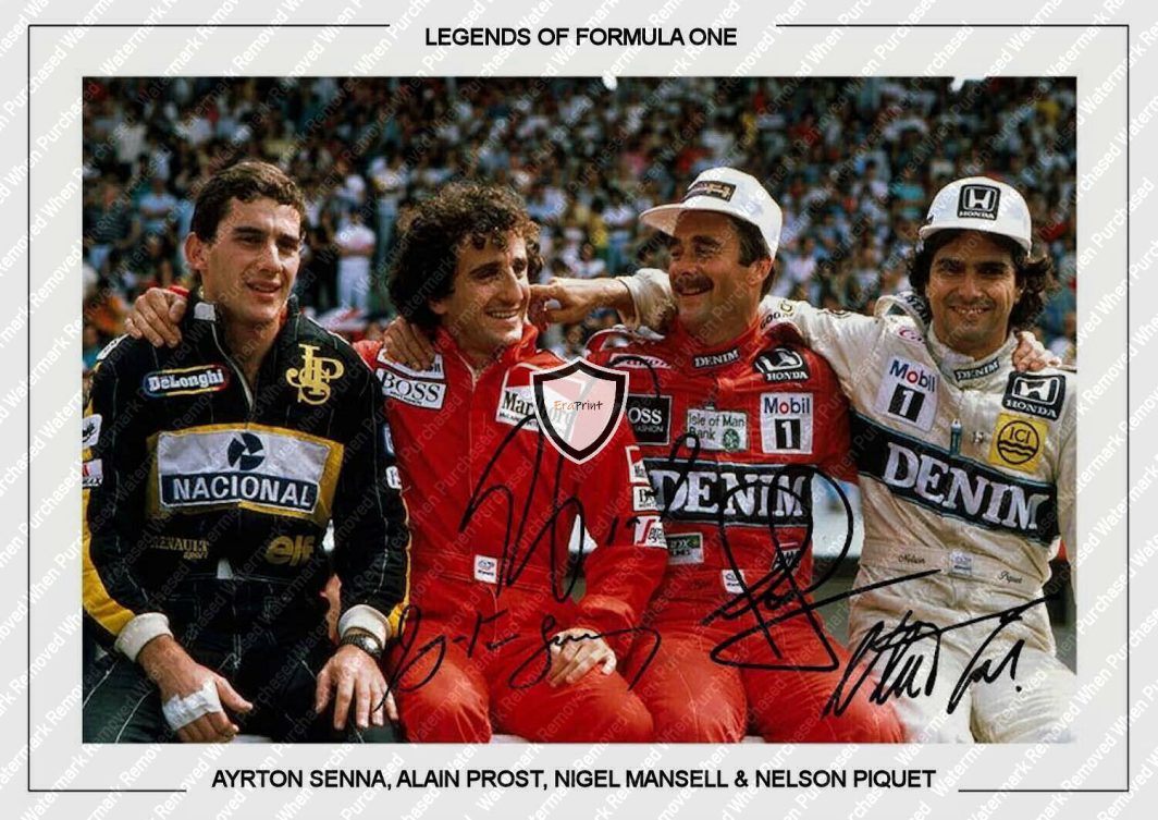 F1 Legends Senna Piquet Mansell & Prost Memorabilia A4 Print jpg Download