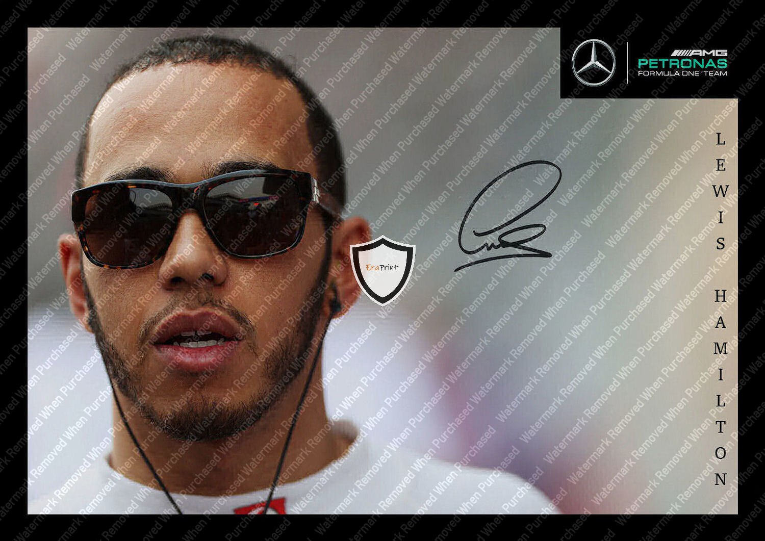 Lewis Hamilton Signed Mercedes F1 Racing A4 Photo Print Memorabilia