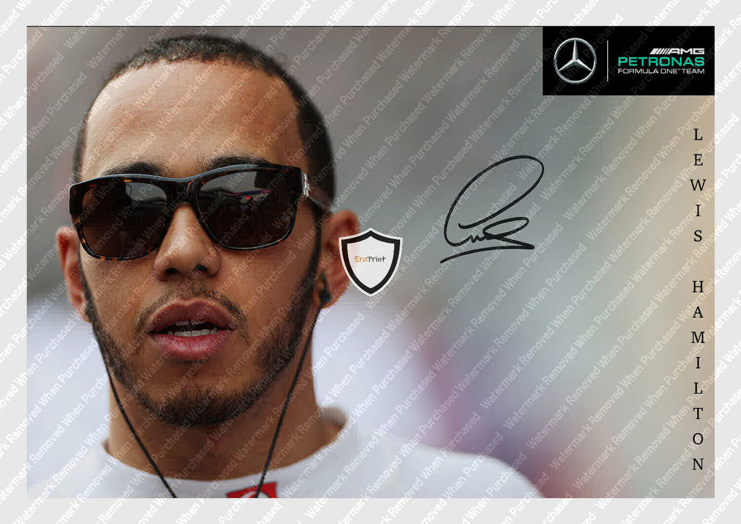 Lewis Hamilton Signed Mercedes F1 Racing A4 Photo Print Memorabilia