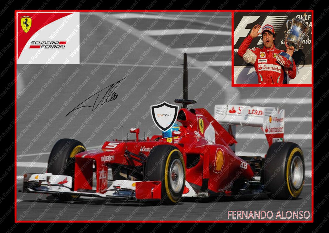 Fernando Alonso F1 Ferrari Signed A4 Photo Print Memorabilia