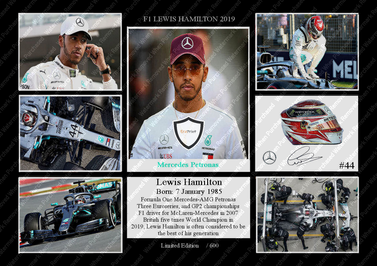 Lewis Hamilton Mercedes Petrons F1 Signed A4 Photo Print Memorabilia Download Available