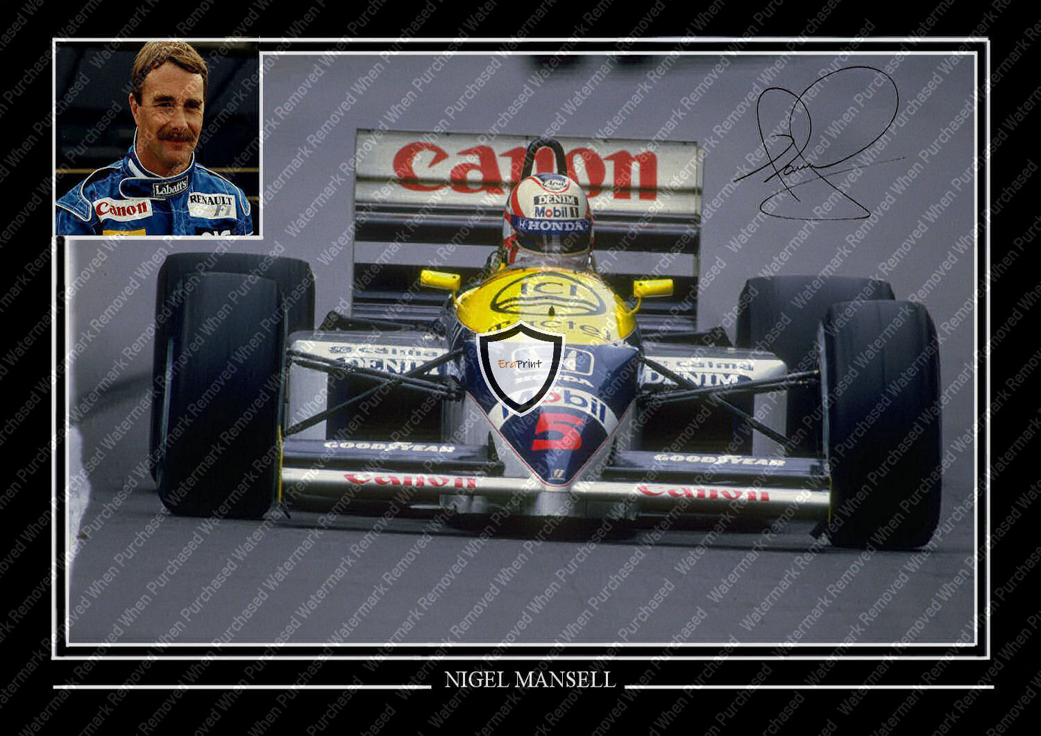 Nigel Mansell Former F1 Racing Driver A4 Signed Print Memorabilia