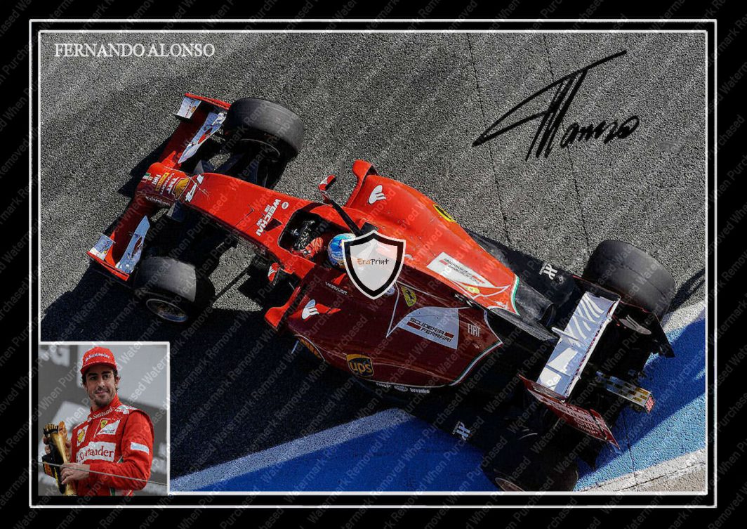 Fernando Alonso Ferrari F1 Memorabilia A4 Downloadable Print