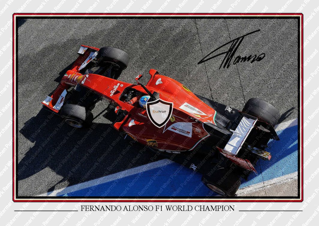 Fernando Alonso F1 Ferrari Memorabilia A4 Photo Print Signed