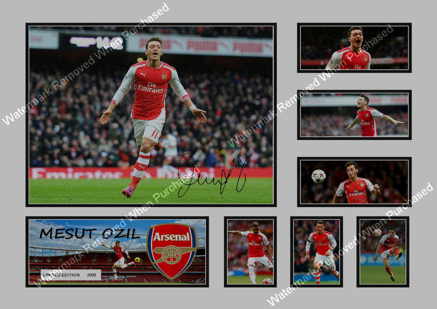 Arsenal Mesut Ozil Signed A4 Framed Photo Print Football Memorabilia
