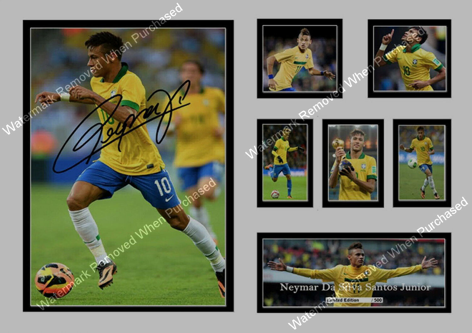 Brazil Neymar Signed Limited Edition Football A4 Print Download Available