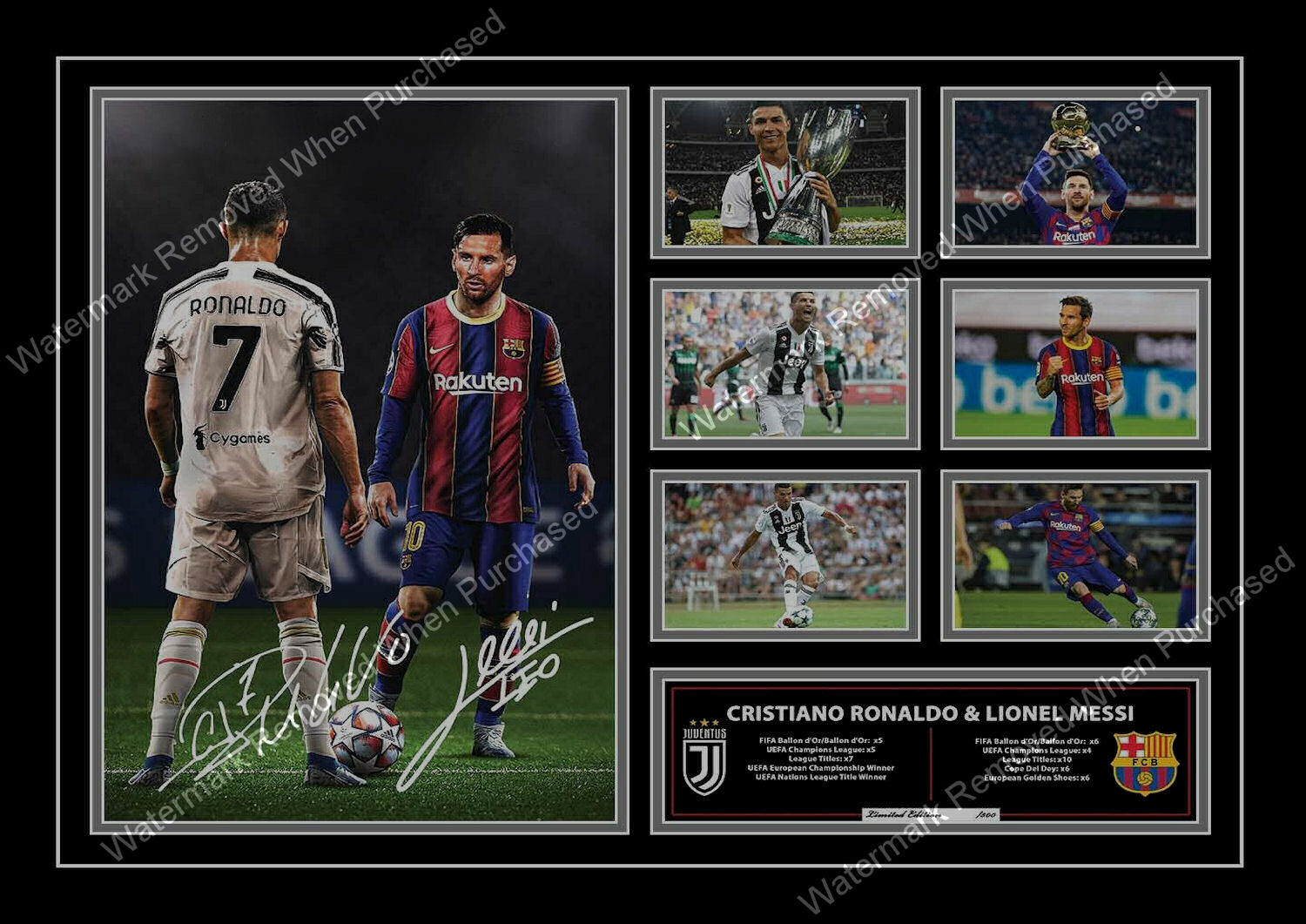 Cristiano Ronaldo & Lionel Messi Signed Football Memorabilia A4 Photo Print Download