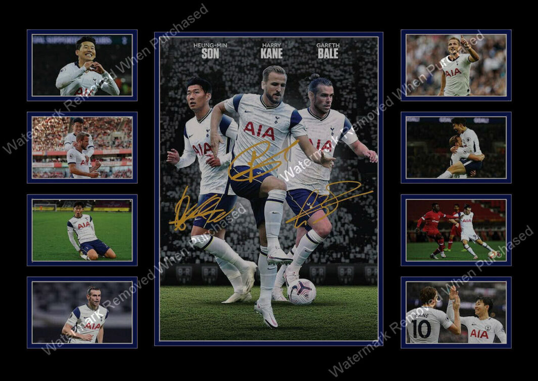 Tottenham Hotspurs (2020/21) Heung-Min Bale Harry Kane Signed A4 Photo Print