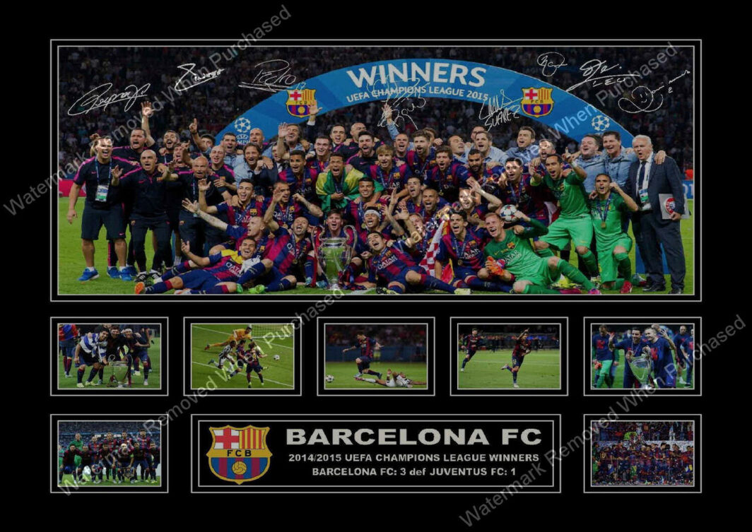 Barcelona FC (2015) League Soccer Signed A4 Print Football Memorabilia