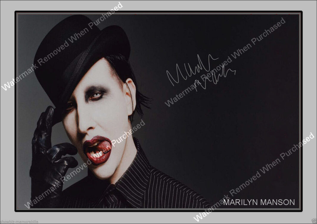 Marilyn Manson Limited Edition Signed Heavy Metal Music Memorabilia A4 Photo Print