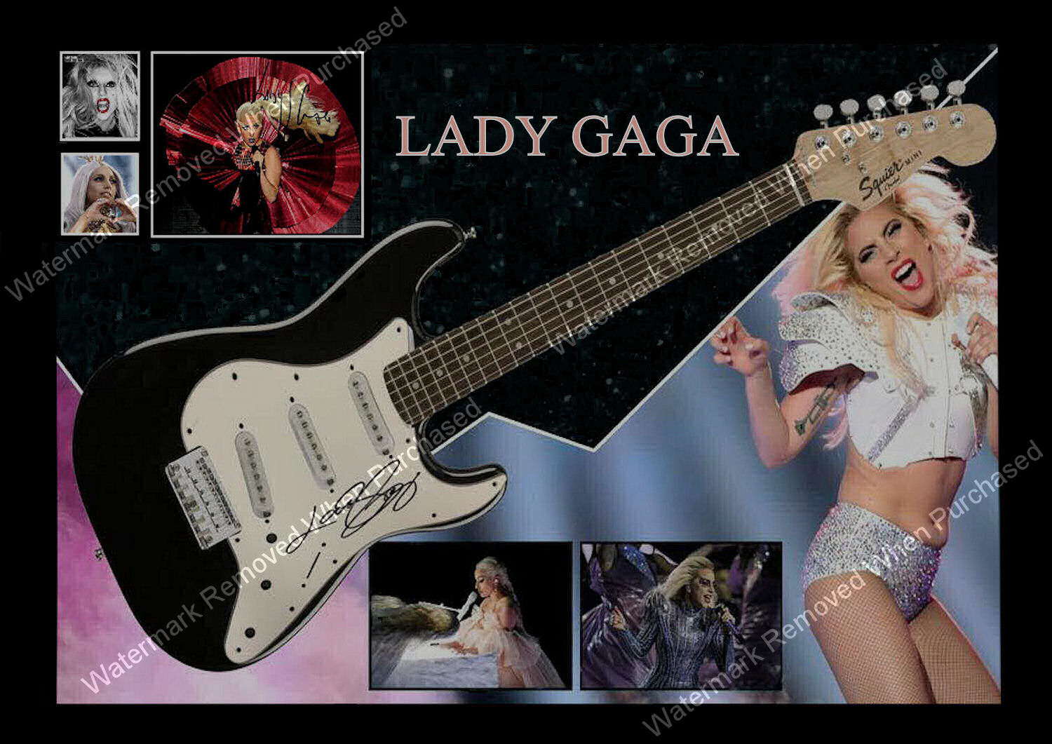 Lady Gaga Guitar Design Limited Edition A4 Photo Print Music Memorabilia Download Instant Available