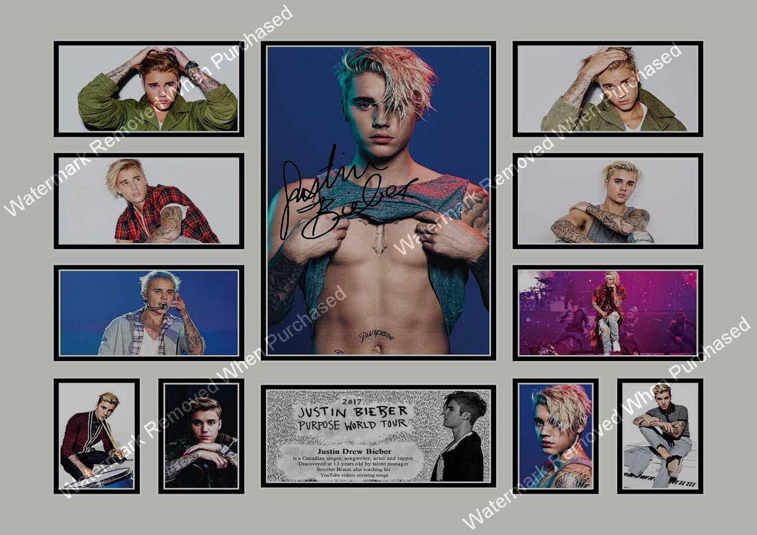 Justin Bieber Limited Edition A4 Photo Reprint Art Autographed Music Memorabilia