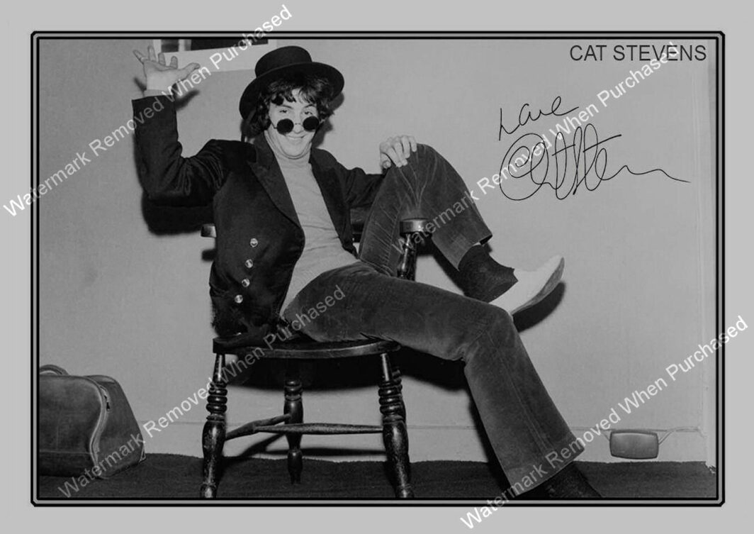 Cat Stevens Signed A4 Photo Print Design Black & White Music Memorabilia