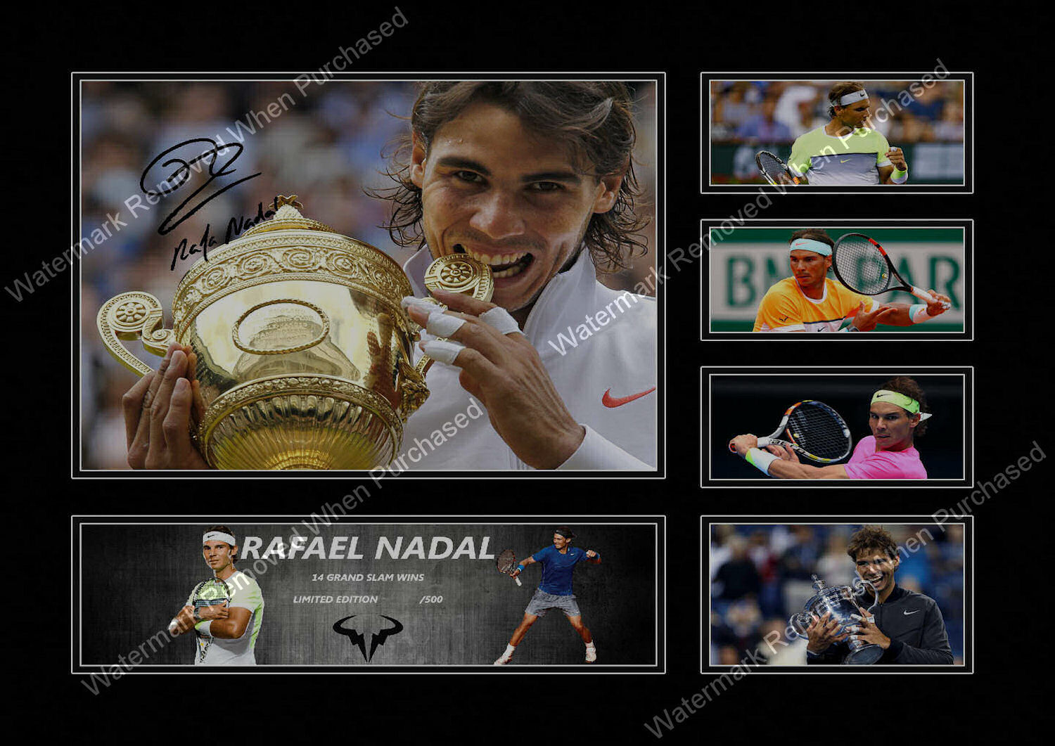 Rafael Nadal Signed Tennis Memorabilia 14 Grand Slams A4 Photo Print