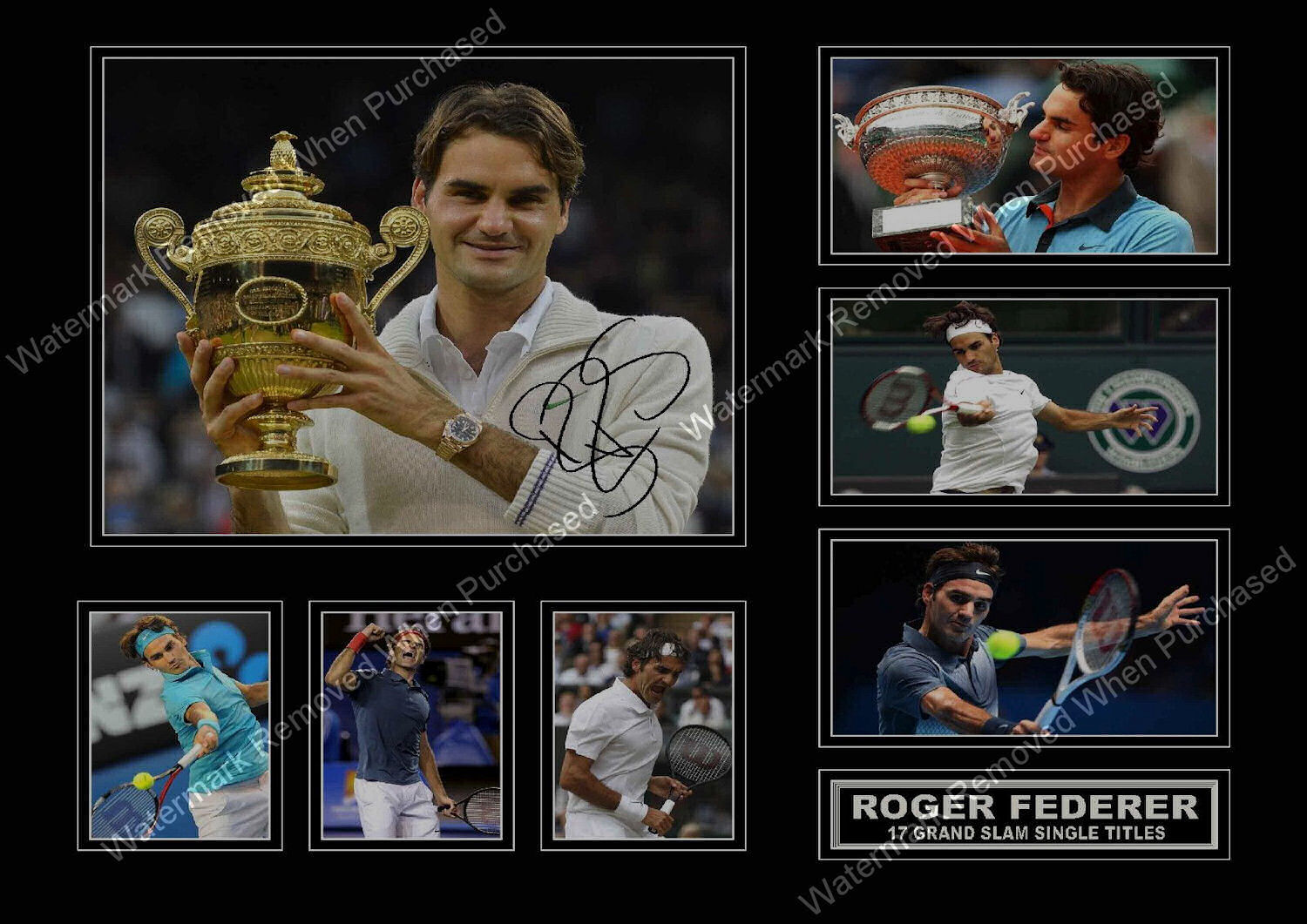 Roger Federer 17 Grand Slams Tennis Memorabilia A4 Photo Print JPG Instant Download