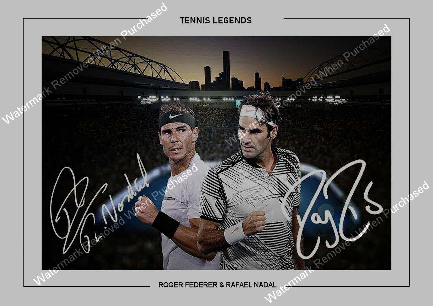 Roger Federer & Rafael Nadel Signed Tennis Legends A4 Photo Print Memorabilia