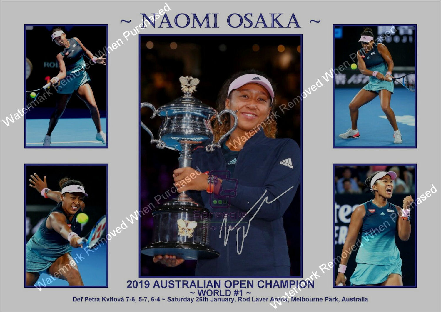 Naomi Osaka (2019) Tennis Australian Open Champion Signed Memorabilia A4 Photo Print