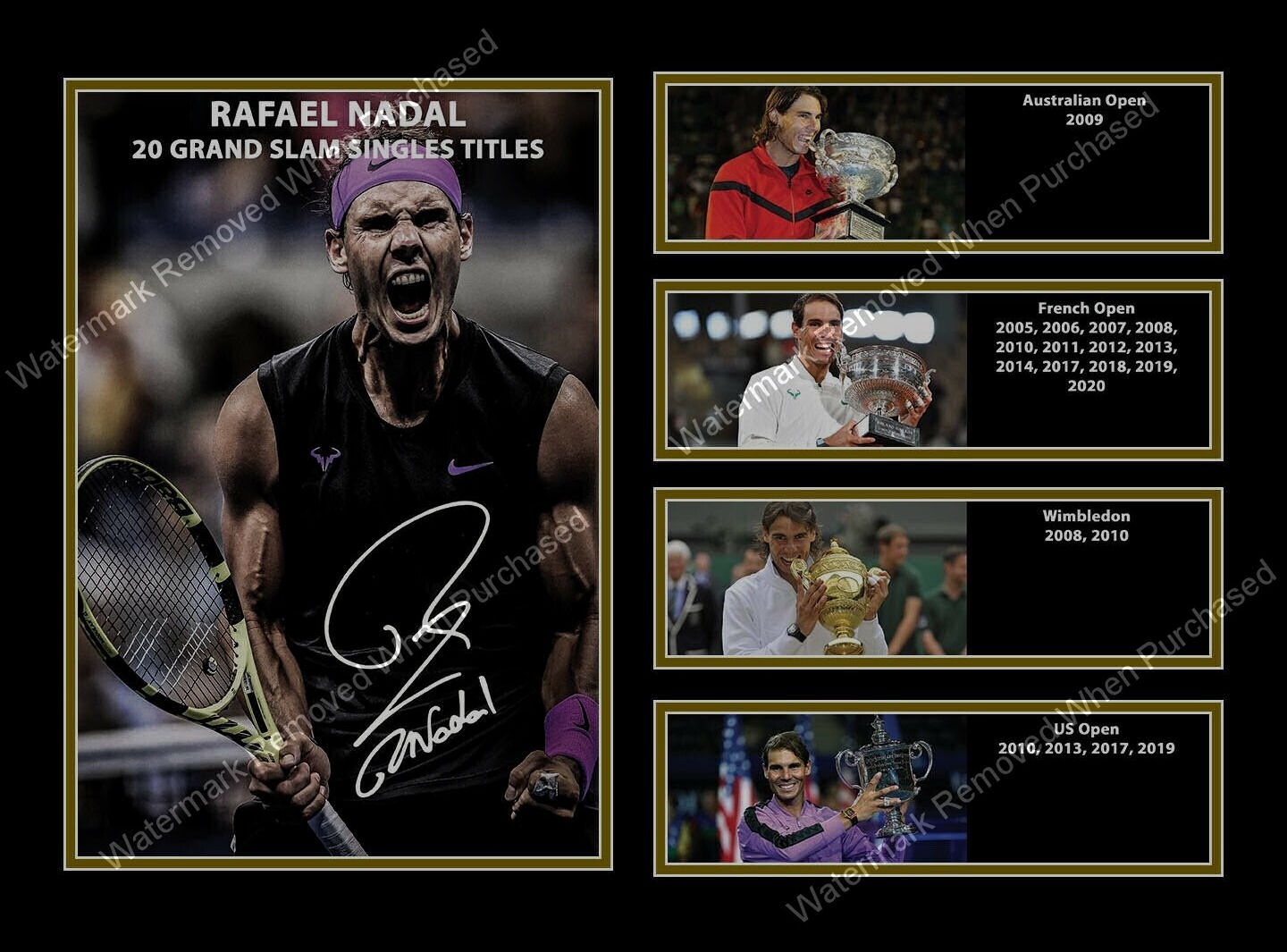 Rafael Nadal (2020) Signed Tennis 20 Grand Slams A4 Downloadable For Home Printing