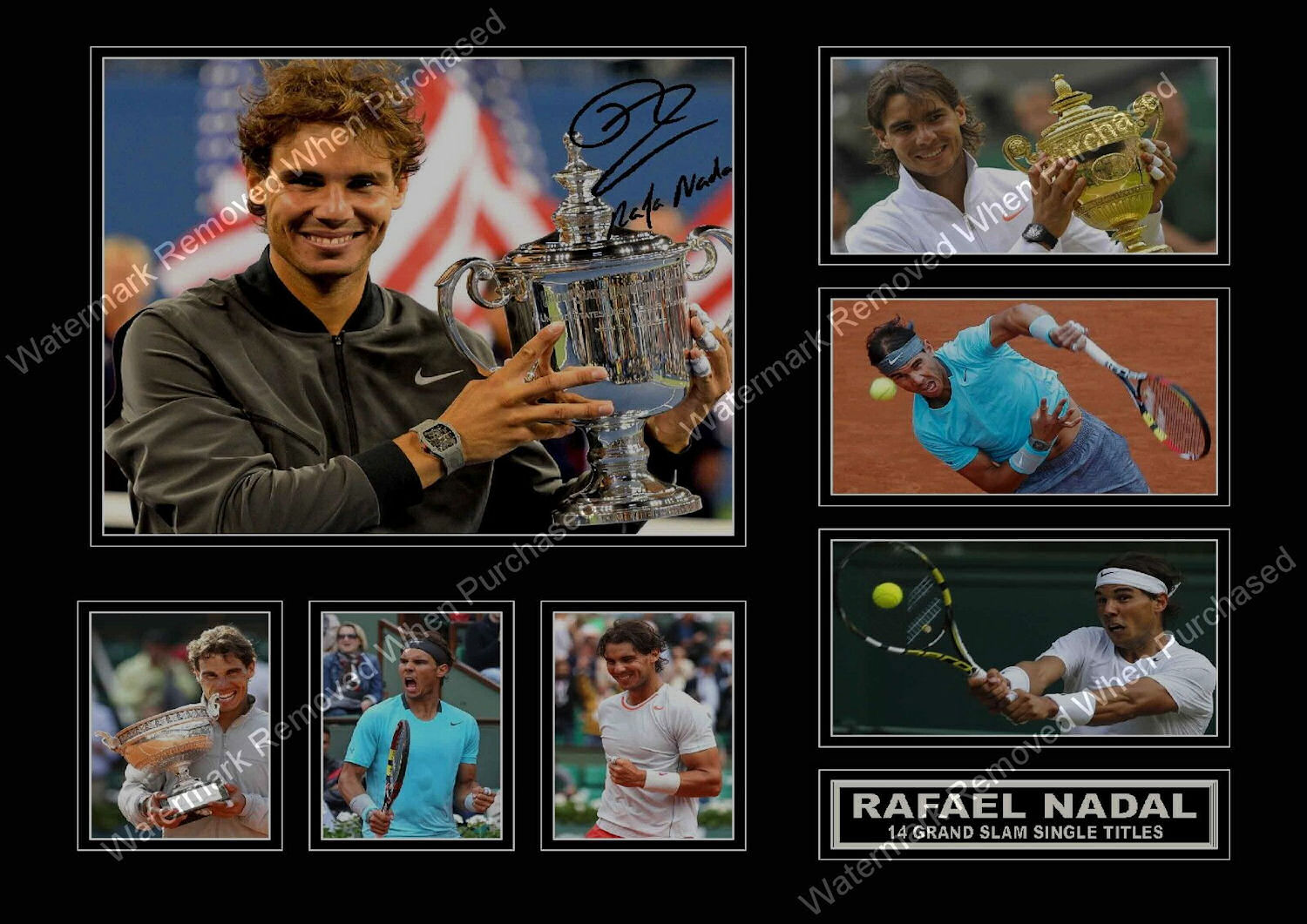 Rafael Nadal Signed 14 Grand Slams Tennis Memorabilia A4 Photo Print