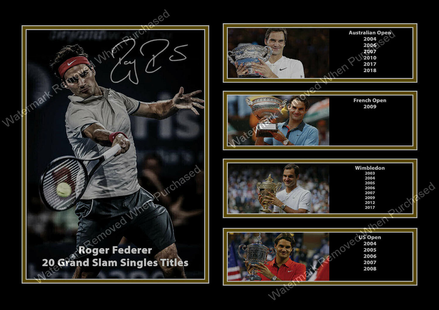 Roger Federer & Rafael Nadel Signed 20 Grand Slams Legends A4 Photo Print Tennis Memorabilia