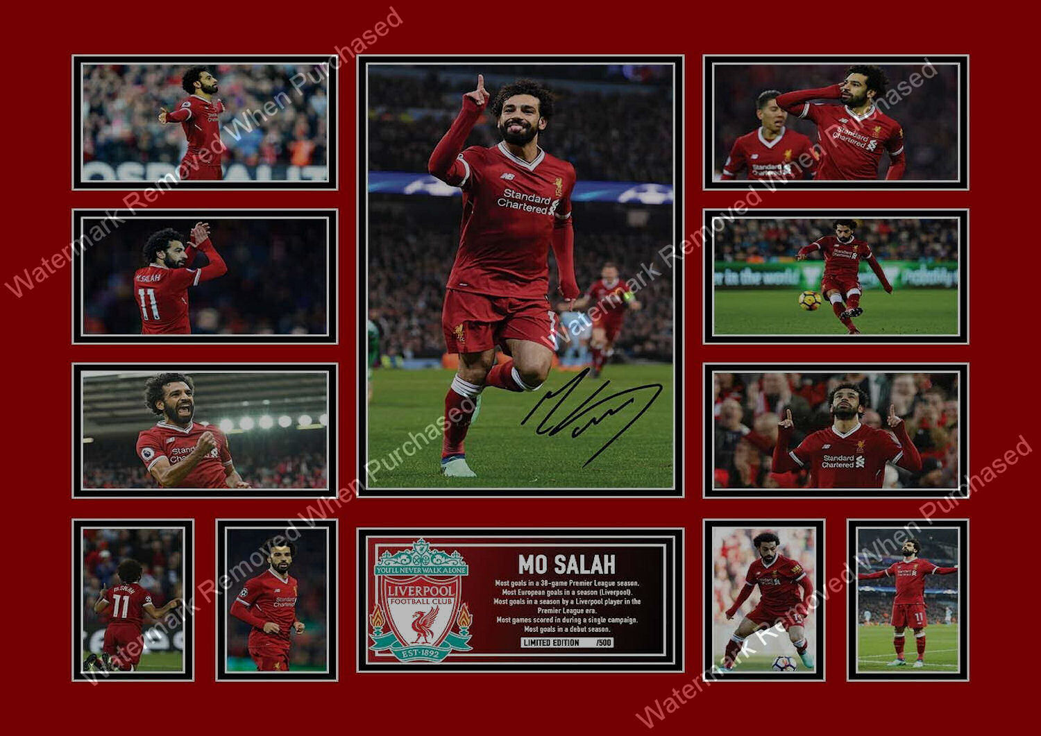 Liverpool F.C. Signed Mo Salah Limited Edition Football A4 Photo Print Memorabilia Download Available