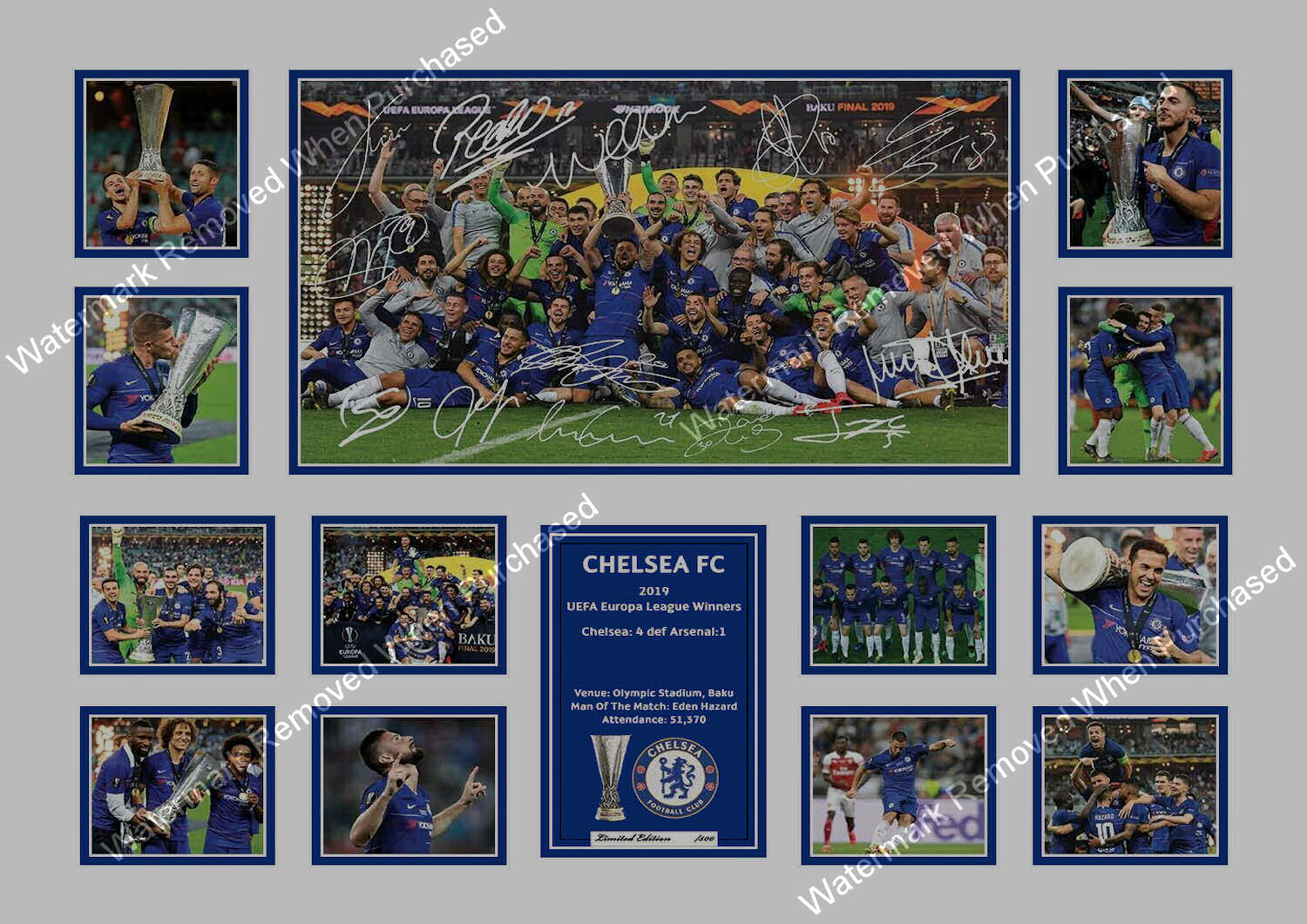 Chelsea F.C. (2019) UEFA Europa League Signed A4 Photo Print Football Memorabilia Download Available