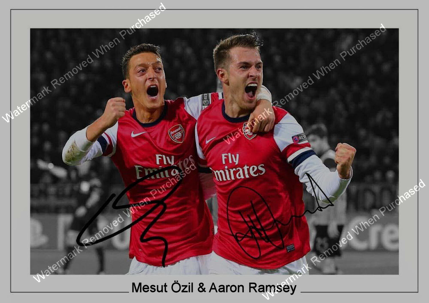 Arsenal F.C. Mesut Ozil & Aaron Ramsey Signed A4 Photo Print Football Memorabilia