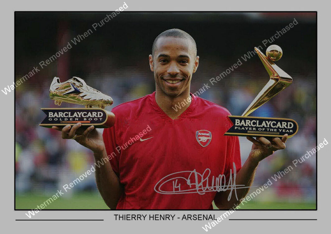 Arsenal Thierry Henry Signed A4 Photo Print Football Memorabilia