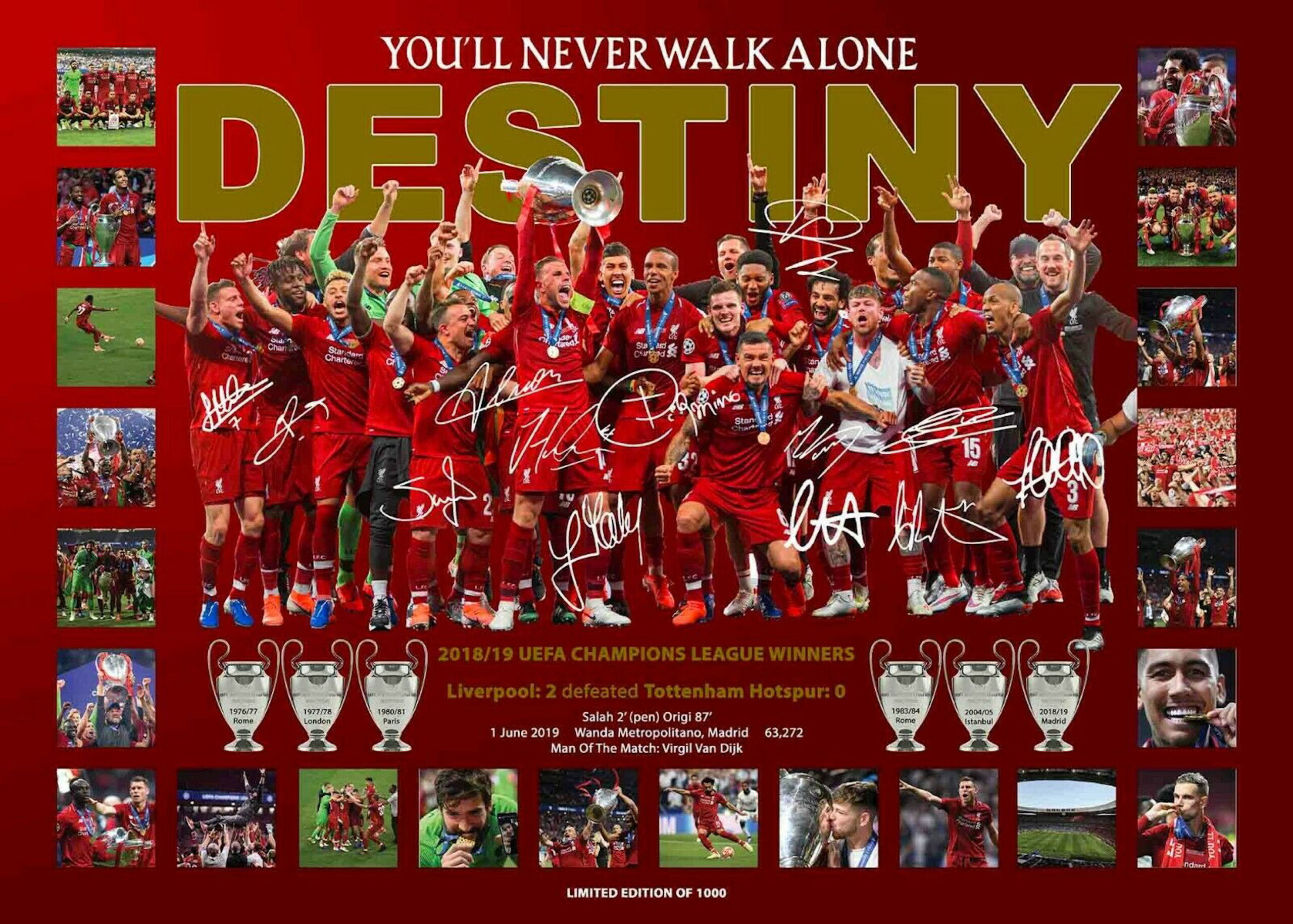 Liverpool F.C. (2019) UEFA Champions League Signed Football Memorabilia Downloads Available
