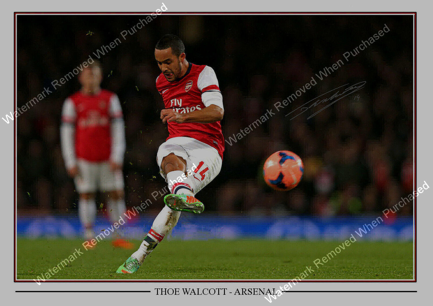 Arsenal Theo Walcott Signed Football Memorabilia A4 Photo Print