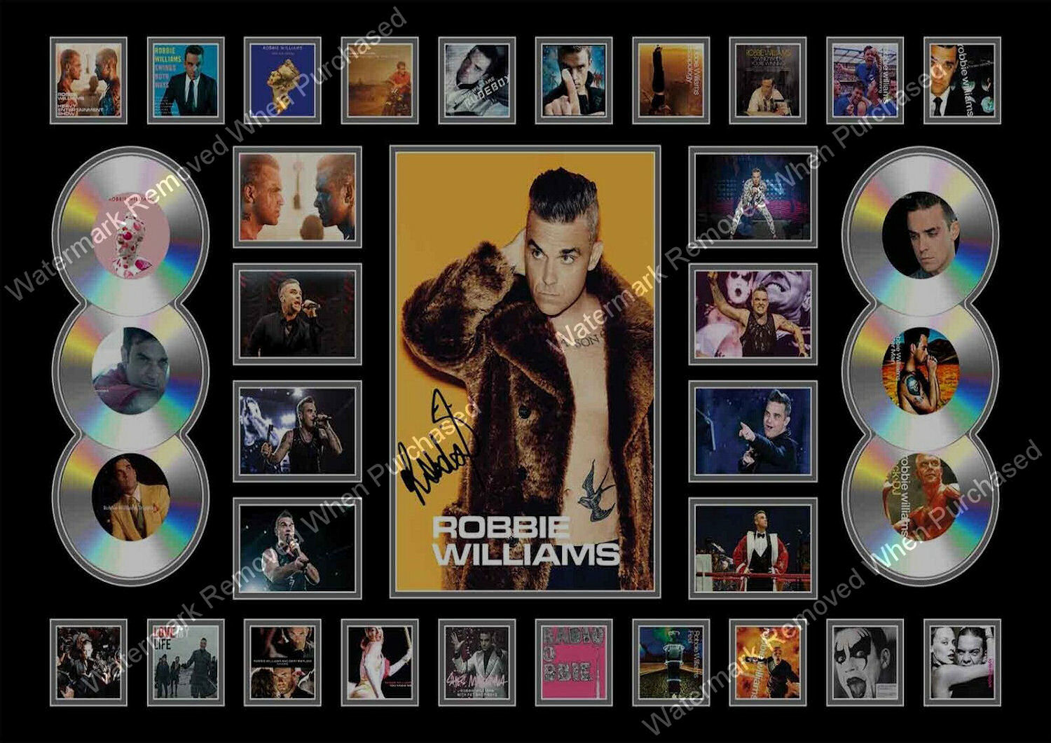 Robbie Williams Heavy Entertainment Signed Art Collage