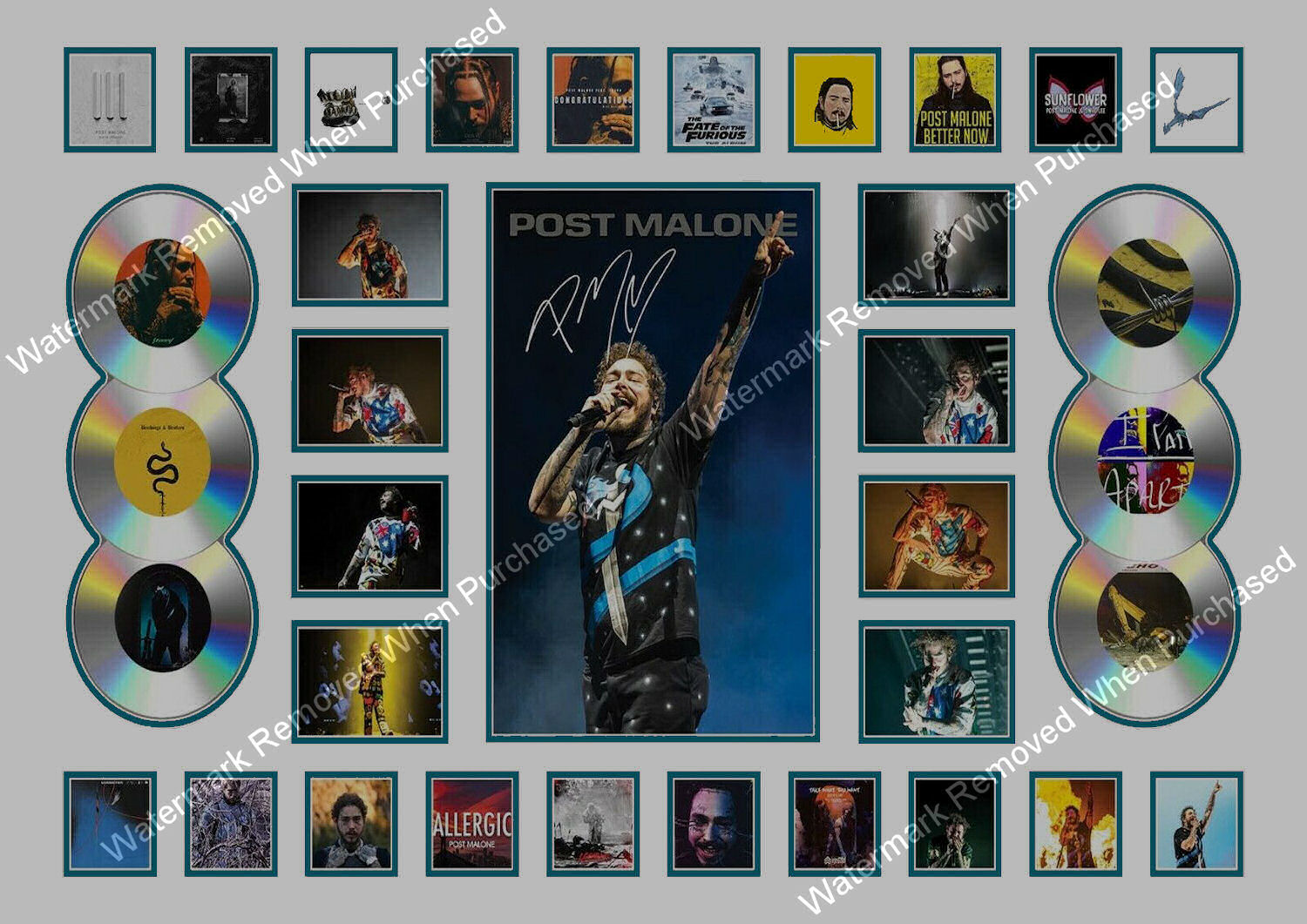 Post Malone (2019) Hollywood's Bleeding Signed Photo Instant Downloadable