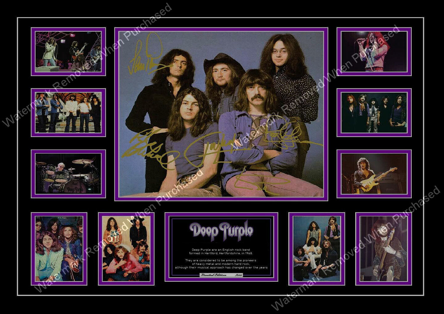 Deep Purple Signed Memorabilia Limited Edition Jpg