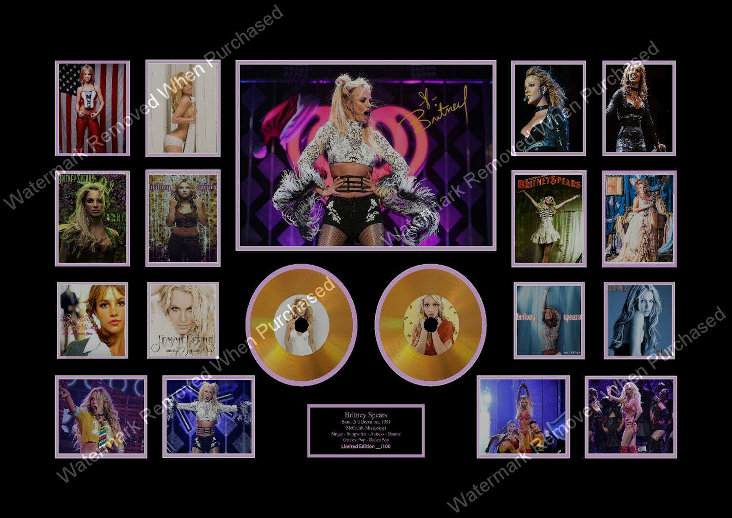Britney Spears Signed A4 Photo Print Memorabilia Pop Music Art