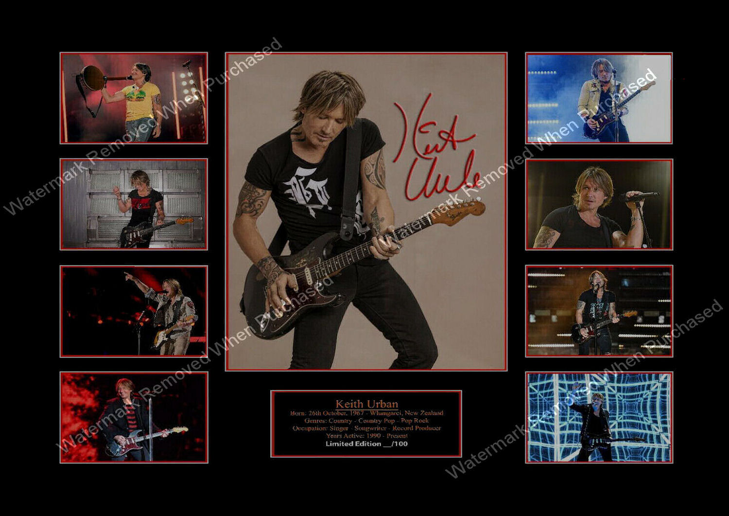 Keith Urban Wold Hearts Superman Framed A4 Photographic Photo Downloadable