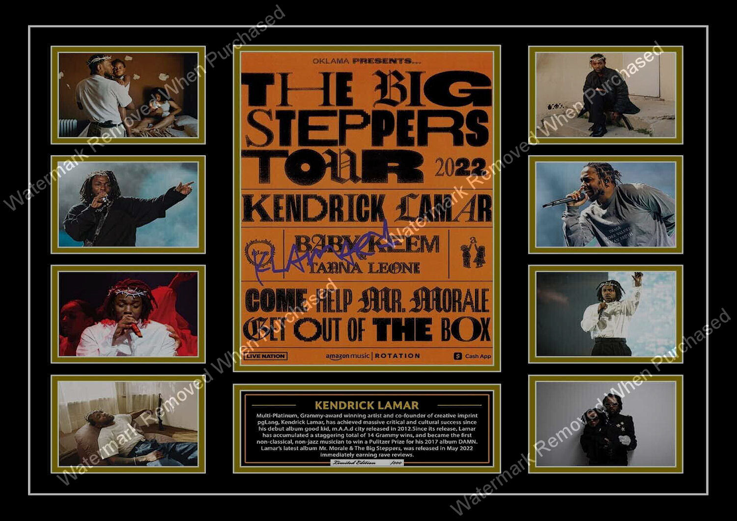 Kendrick Lamar (2022) Tour Signed A4 Photographic Email Instant Delivery jpg